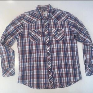 Takel plaid Pearl button men’s shirt Blue Plaid. Men's XL